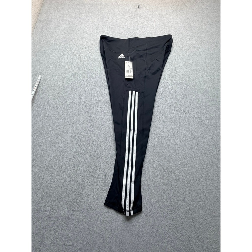 Adidas Women Black 3-Stripe 7/8 Training Tights Leggings Pockets GM4659 XL NWT